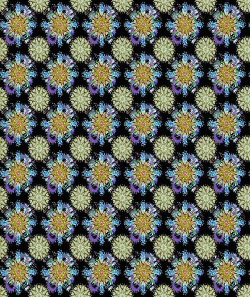 Çiçekli karalama şeklinde Raster çiçek deseni. Nazik, yaz çiçekleri siyah renklerde. Raster illüstrasyonu.