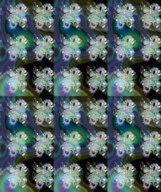 Asya tekstil tarzında. Raster illüstrasyonu. Renkli Bahar Teması eskiz kalıbı. Güzel kumaş deseni. Çiçek desenli çizim. Düz Çiçek Elementleri Tasarımı.