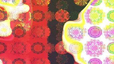 Renkli Yaz Temalı eskiz kalıbı. Güzel kumaş deseni. Raster Illustrasyon 'daki Çiçek Deseni' nin son moda çizimi. Düz Çiçek Elementleri Tasarımı.