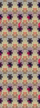 Taslak süsleme izi. Etnik Mandala havlusu. Raster Henna tarzı. Tebrik kartı geçmişi, boyama kitabı, arkaplan ve tekstil için kullanılabilir. Sınır Hindistan çiçek desenli paisley patentli.