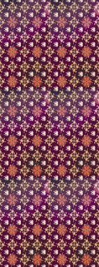 Çiçek desenli çizim. Mor renkli çiçekler. Asya tekstil tarzında. Raster illüstrasyonu. Raster illüstrasyonu.