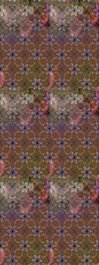 Kahverengi ve gri renkli çiçekler. Çiçek desenli çizim. Raster illüstrasyonu. Asya tekstil tarzında. Raster illüstrasyonu.