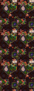 Çiçek desenli çizim. Raster illüstrasyonu. Asya tekstil tarzında. Kahverengi renkli çiçekler. Renkli Bahar Teması eskiz kalıbı. Düz Çiçek Elementleri Tasarımı.