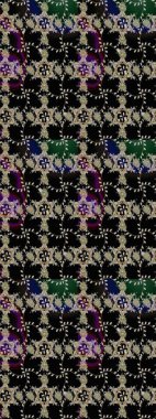 Siyah renkte güzel çiçekler, suluboya desenli, duvar kağıdı, kart ya da kumaş için fayanslı eskizler. Raster..