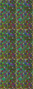 Raster. Yeşil ve kahverengi renkte güzel çiçekler, suluboya desenli, duvar kağıdı, kart ya da kumaş için fayanslı desenler..