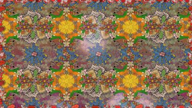 Çiçekli karalama şeklinde Raster çiçek deseni. Kahverengi renkli çiçekler. Yumuşak, bahar çiçekli arka plan.