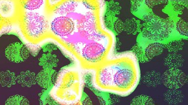 Sketch Colour Spring Theme eskiz kalıbı. Yeşil renkli çiçekler. Sevimli çiçek raster deseni. Düz Çiçek Elementleri Tasarımı.