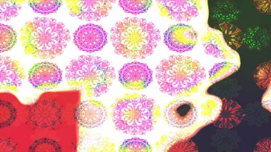 Sınır Kızılderili çiçekli paisley patten. Etnik Mandala havlusu. Raster Henna tarzı. Tebrik kartı geçmişi, boyama kitabı, arkaplan ve tekstil için kullanılabilir. Taslak süsleme izi.