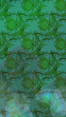 Raster illüstrasyonu. Küçük çiçekteki sevimli çiçek deseni. Yeşil renkte çiçekler.