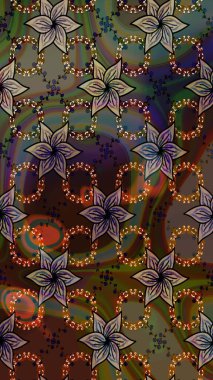 Sanat, çiçeklere ilham verir ve arka plan bırakır. Karalama çiçekleri çizim kalıbı. Kahverengi el çizimi. Raster deseni.