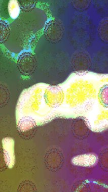 Arkaplan dokusu, duvar kağıdı, yeşil renkli çiçek teması. Kabile sanatı boho baskısı, klasik çiçek arkaplanı. Soyut etnik raster çizim kalıbı.