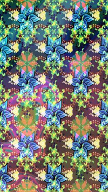 Soyut etnik raster çizim kalıbı. Arkaplan dokusu, duvar kağıdı, mavi renkli çiçek teması. Kabile sanatı boho baskısı, klasik çiçek arkaplanı.