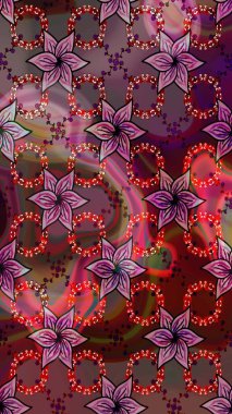 Raster illüstrasyonu. Robot resim. Kahverengi renkli çiçekler. Şirin çiçek elementleri..