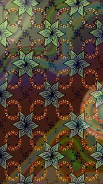 Hediye ambalaj kağıdı, tebrik kartları, posterler ve pankart tasarımı. Kahverengi renkli çiçekler. Raster düz çiçek çizim deseni.