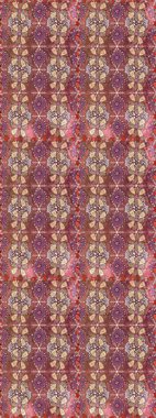 El çizimi çiçekli, soyut, pürüzsüz desen. Raster illüstrasyonu. Kahverengi ve pembe renkte çiçekler.