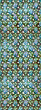 Çiçek desenli eskiz. Gömlek baskısı için çiçek boyası. Yeşil ve mavi renkte çiçekler.