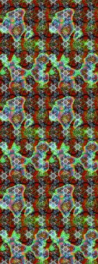 Suluboya elle çizilmiş çiçek desenli eskiz deseni. Parlak renkli fantezi çiçekleri, yapraklar, yeşil renkli tomurcuklar.