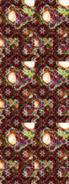 Kahverengi renkli etnik çiçeklerin olduğu zarif bir eskiz modeli. Asya Tekstil 'inde Raster Çiçek İllüstrasyonu.