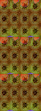 Düz Çiçek Elementleri Tasarımı. Renkli Bahar Teması eskiz kalıbı. Kahverengi renkli çiçekler. Raster illüstrasyonunda çiçek deseni çizimi.