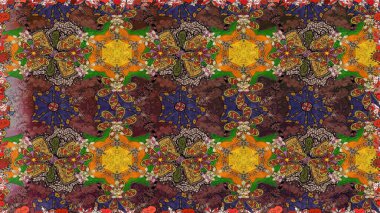 Renkli Bahar Teması eskiz kalıbı. Düz Çiçek Elementleri Tasarımı. Parlak arkaplan eskiz desenli çiçekli fantezi tasarımı.