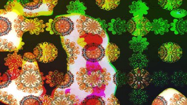 Raster illüstrasyonu. Suluboya çiçekli çiçek deseni. Gri renkli Asya tekstili.