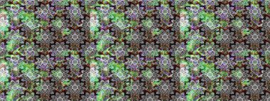 Raster deseni. Bahar çiçekleri dallı desen, gri renkler çiçekli siluet.