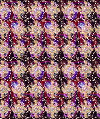 Çiçek desenli çizim. Bej renkli Asya tekstili. Raster illüstrasyonu.