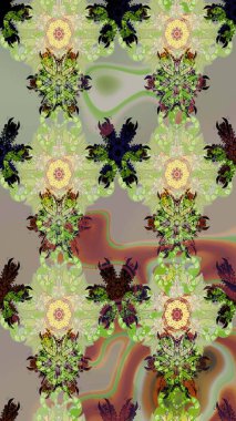 Çiçekli zambakların eskiz geçmişi. Çiçek açan parlak kolaj çiçekleri nötr. Çiçek tasarımı için inanılmaz kolaj cennet tarzı..