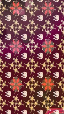 Raster illüstrasyonundaki çiçek desenli çizim. Kahverengi renkli çiçekler. Düz Çiçek Elementleri Tasarımı. Renkli Bahar Teması çizim şablonu.