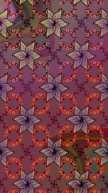 Raster illüstrasyonundaki çiçek desenli çizim. Kahverengi renkte çiçekler.