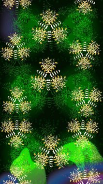 Raster illüstrasyonu. Yeşil renkli çiçekler. Çizim çiçek deseni duvar kağıdı için kullanılabilir.