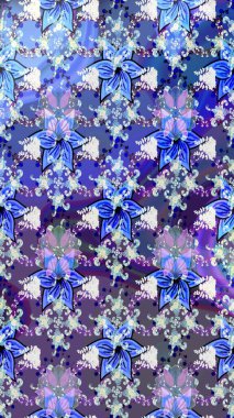 Eskiz arkaplan modeli. Raster - stok. Yapraklı çiçekler ve mavi renkli papatya çiçekleri..