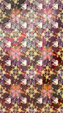 Çiçek deseni. Raster illüstrasyonu. Kahverengi renkli çiçekler. Kahverengi renkte çiçek eskizi. Şatafatlı bahar bahçesi dokusu.