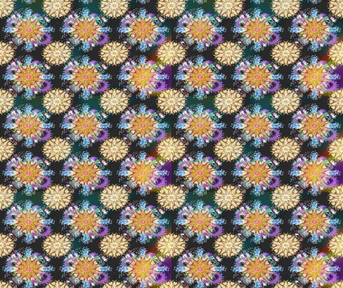 Düz Çiçek Elementleri Tasarımı. Renkli Yaz Temalı Kusursuz Arkaplan. Raster Illustrasyon 'da moda olmayan çiçek deseni. Güzel kumaş deseni.