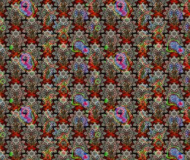 Çiçek arkaplan. Renkli çizim kalıbı. Çiçek duvar kâğıdı. Gri renkli şirin tekstil tarzında. Raster illüstrasyonu.