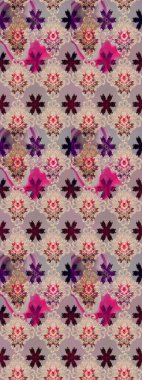 Renkli Bahar Teması eskiz kalıbı. Çiçek desenli çizim. Raster illüstrasyonu. Tarafsız renklerde çiçekler. Düz Çiçek Elementleri Tasarımı. Asya tekstil tarzında.