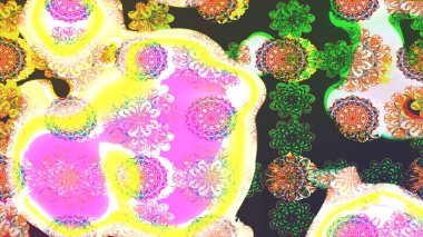 Tekstil için figür. Yapraklı çizim şekli. Şirin, zarif çiçekler Raster illüstrasyonu. Davetiye ve kartpostal tasarımı için dekoratif çiçek unsurları. Poster veya kapak için arkaplan.