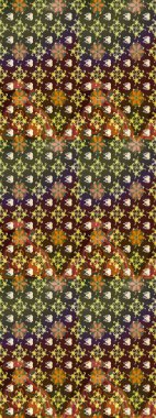 Raster deseni. Raster illüstrasyonu. Kahverengi renklerde bahar çiçekleri. Patlayan çiçekler soyut yerleştirilmiş.