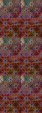 Raster illüstrasyonu. El çizimi çiçekli soyut çizim kalıbı. Kahverengi renkte çiçekler.