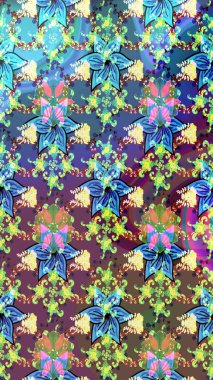 Raster illüstrasyonu. Güzel kumaş deseni. Güzel karalamalı çiçek desenli çizim. Küçük çiçekte sevimli çiçek deseni var..