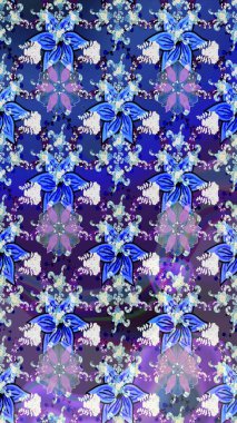 Suluboya tarzında mavi renkli çiçekler. Raster illüstrasyonunda çiçek deseni çizimi.