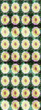 Raster illüstrasyonundaki çiçek desenli çizim. Yeşil renkte çiçekler.