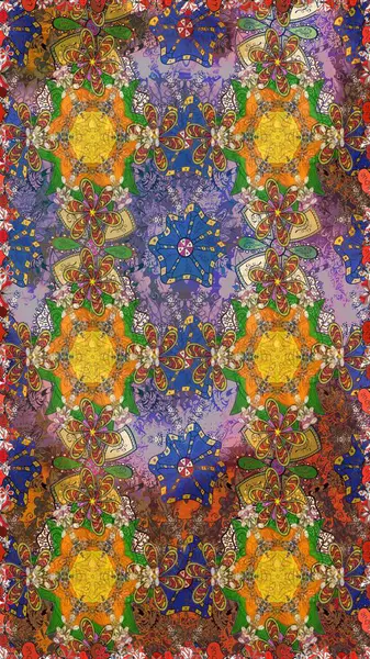 Çiçekler suluboya tarzında kahverengi renkte. Raster illüstrasyonunda çiçek deseni çizimi.