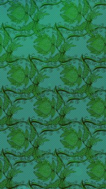 Çiçekler suluboya tarzında yeşil renkte. Raster illüstrasyonunda çiçek deseni çizimi.