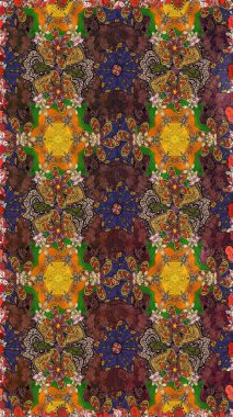 Raster illüstrasyonundaki çiçek desenli çizim. Kahverengi renkte çiçekler.