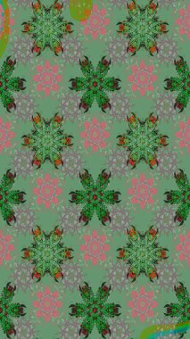 Küçük çiçekli basit bir çiçek çizimi. Yeşil renkte şirin çiçekler. Raster illüstrasyonu. Moda baskısı, albüm, ambalaj kağıdı, duvar kağıdı için zarif dekoratif süslemeler..