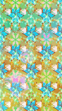 El çizimi Raster çizimi. Çizim çiçek deseni duvar kağıdı, web sitesi arka planı, ambalaj kağıdı, davetiye, broşür, afiş veya web sitesi için kullanılabilir. Karalama elementleri.