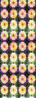 Raster illüstrasyonu. Renkli süs kenarı. Çizim kalıbı. Hint süsü. Çiçek duvar kağıdı. Tarafsız renklerde.