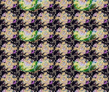 Siyah renkli çiçekler. Kumaş desenli papatya çiçekleri ayrıntıları.