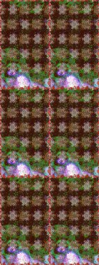 Çiçek tasarımı için inanılmaz bir kolaj cenneti tarzı. Çiçekli zambaklar kusursuz bir arka plan. Parlak çiçekli kolaj çiçekleri kahverengi ve yeşil.